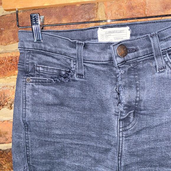 Current/Elliott Black Wash Denim Cut-Off Distressed Jean Shorts Women's Size 28 - Picture 2 of 7